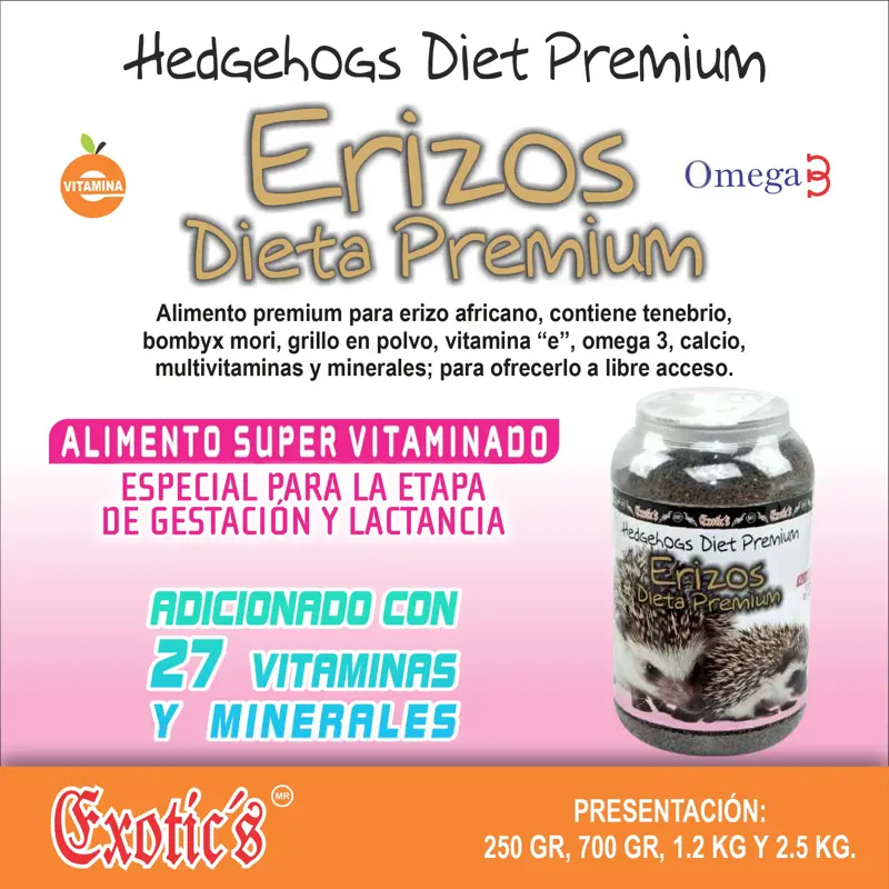 Erizos Dieta Premium Super Vitaminado